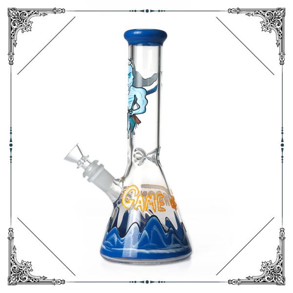 New Arrival Beaker Bong Hand Drawn Game of Thrones Art On Glass Smokig Pipe