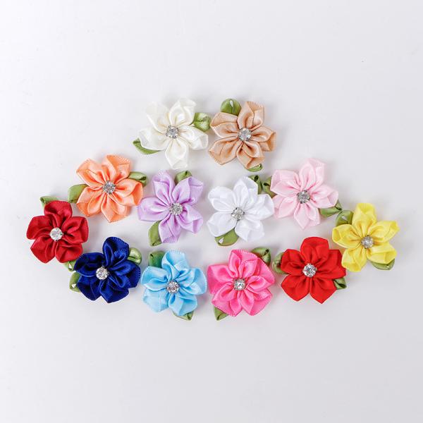 MSD Handmade Silk Ribbon Flowers Sewing Applique Cloth Making Rose Flower Satin Ribbon