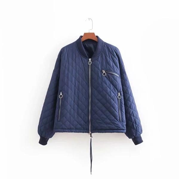 Quilted Cotton Womens Ma1 Bomber Jacket Breathable Solid Pattern Type