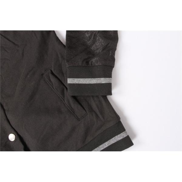 Black Grey Kids Terry Bomber Jacket 65% Polyester 35% Cotton