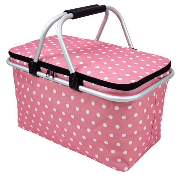 35L Large Picnic Basket Shopping Travel Camping Grocery Bags 2 Layers of Internal Pockets Leak-Proof and Insulated