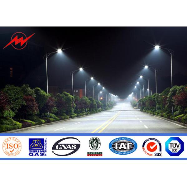 Hdg 9m Galvanized Street Light Pole Powder Coating With Cross Arms