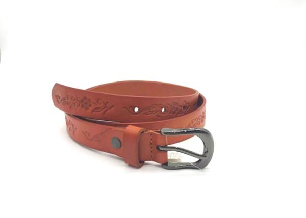 20mm Flower Embossing Buckle Leather Waist Belt For Women