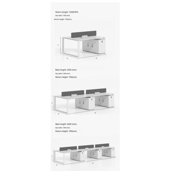Muebles de oficina Escritorio de ordenador simple blanco para 6 personas en locales comerciales