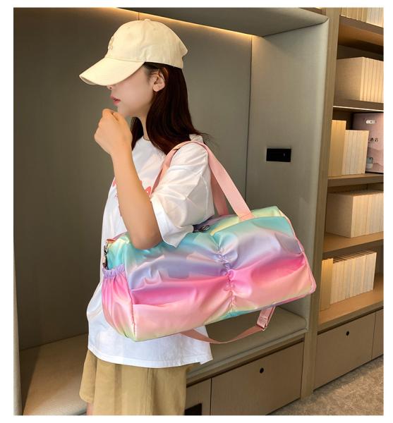 Gym Bag Sports Duffle Bag With Wet Pocket Weekender Overnight Bag With Waterproof Shoe Pouch And Air Hole For Girls Kids Women Travel Foldable Bag