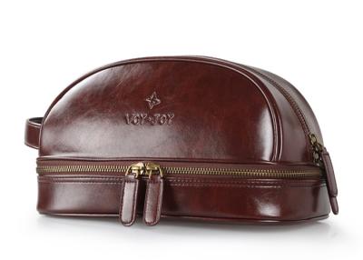 Luxury PU Leather Mens Toiletry Bag Khaki Black Brown Colors OEM/ODM Service