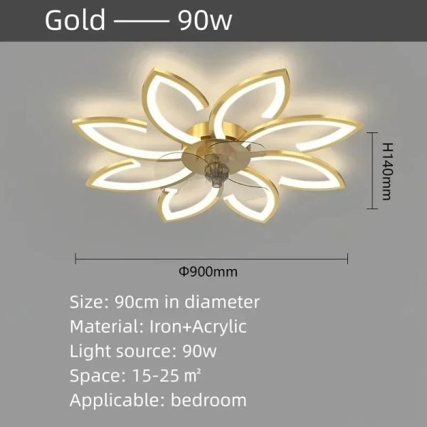 Remote Control Living Dining Table Room Bedrooms Fan Lighting Fixtures Petals led Ceiling fan light(WH-CLL-57)
