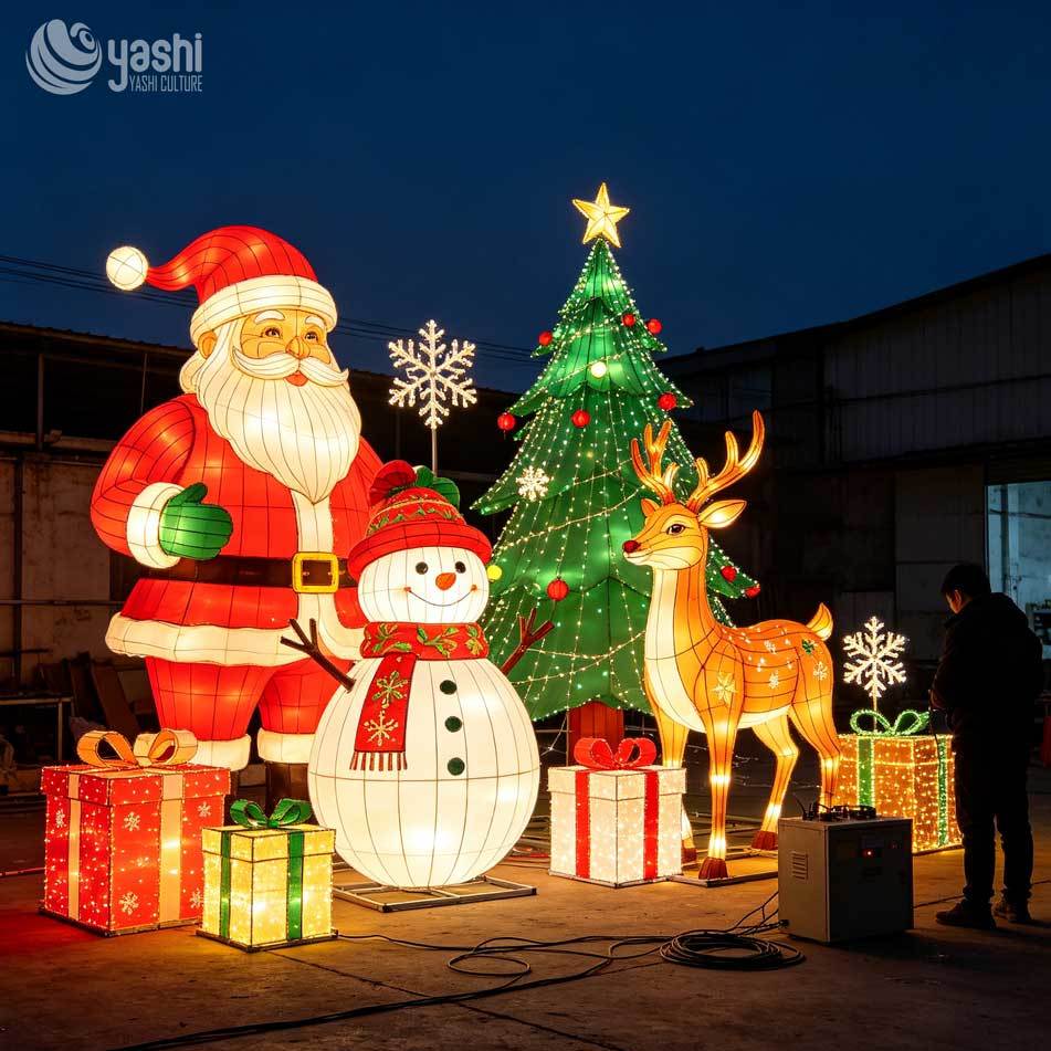 Turn key Holiday Lighting Solution Santa Claus Lantern Display For Zoos Botanical Gardens And Cultural Tourism Destinations