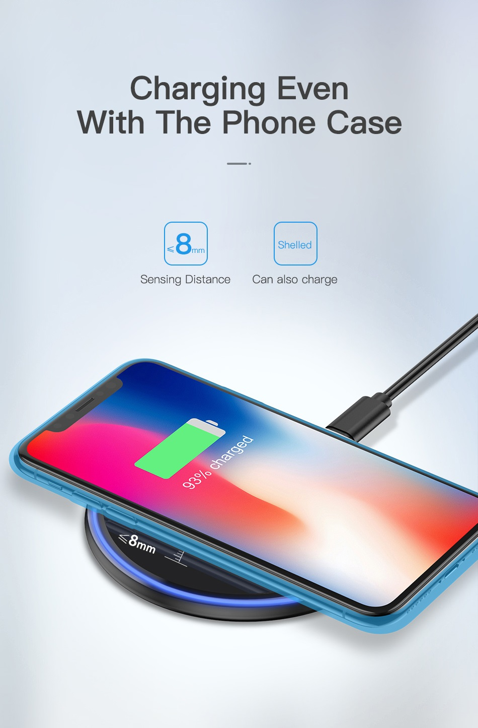 15W 10W Fast Charging Pad Wireless Mobile Phone Smart Fast Charger With Type C Micro Cable