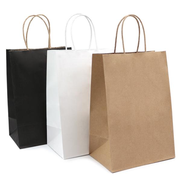 FSC Twisted Handle Paper Bags White Brown 30-160gsm Paper Bags Printed With Logo