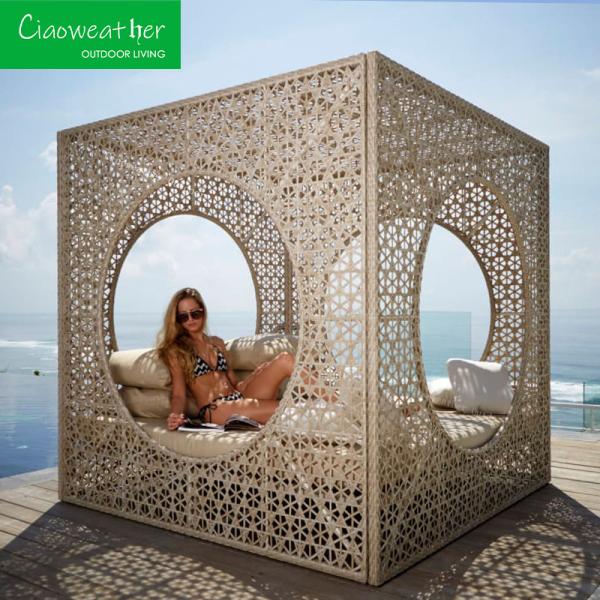 Pool Lying Sun Lounger Bed Aluminum Frame Garden Club Rattan Daybed for Resort Beach Outdoor Furniture