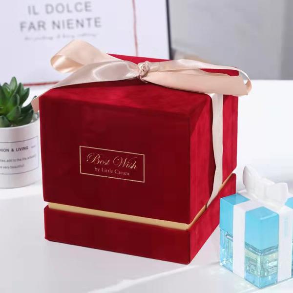 Caixa de presente de joias de veludo quadrado Embalagens de Natal Para velas Perfumes cosméticos