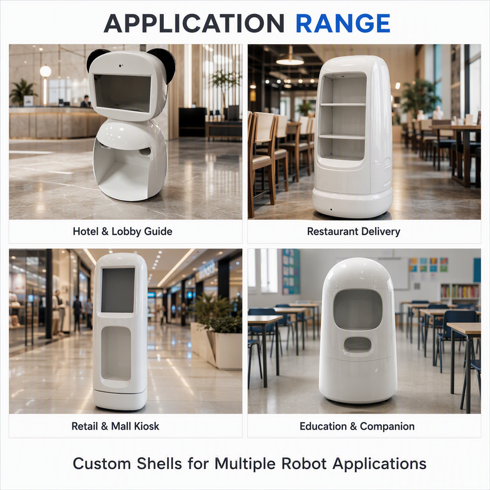 Custom Vacuum Formed & Cut ABS Robot Shell Cover Housing for Catering & Navigation Robots OEM