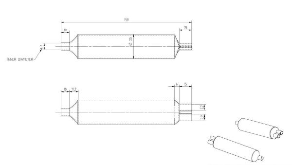Double Entry Finned Condenser Aluminum Liquid Accumulator 24*203mm OD 1/4 