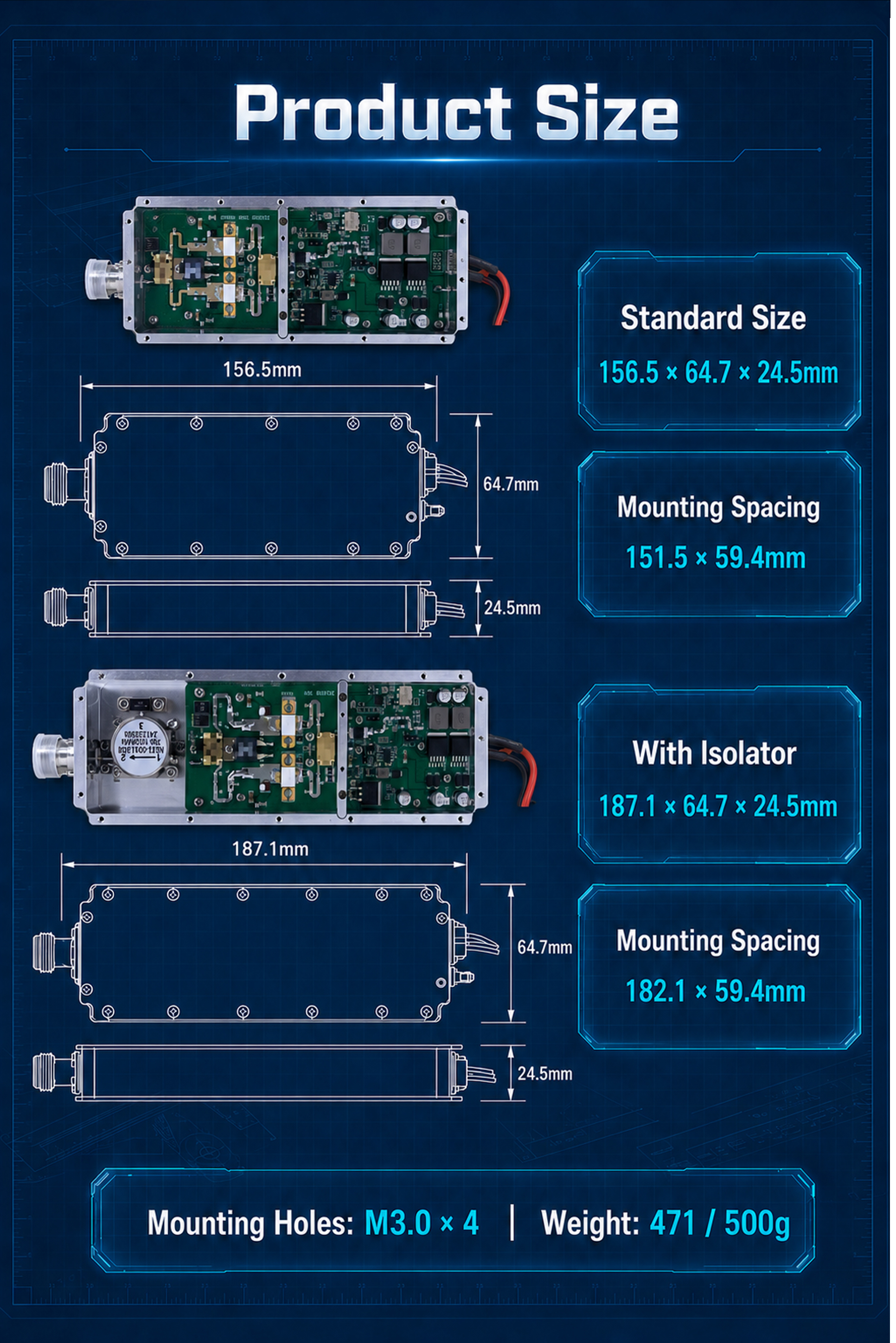 LDK-TZ-KGAN 100W GaN RF Amplifier Module 100-400/200-400/400-700/700-1020MHz With Signal Source