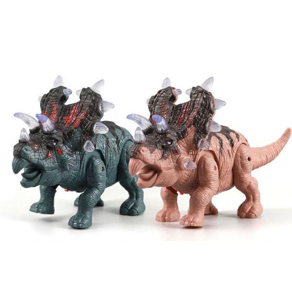 Finished Goods PVC Children's Toy Electric Dinosaur Triceratops with Sound and Light