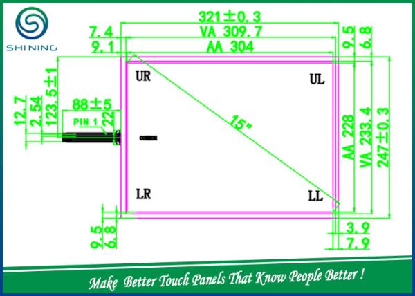 ODM / OEM 5 Wire Resistive Single Touch Panel 15 Inches ITO Glass And ITO Film