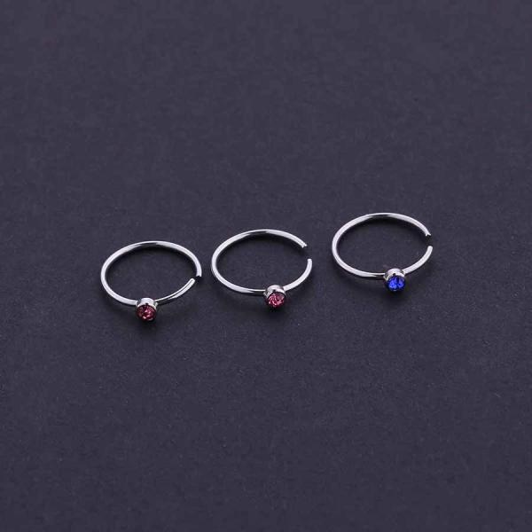 New Style Body Piercing Jewelry Synthetic Opal Nose Hoop Rings Set