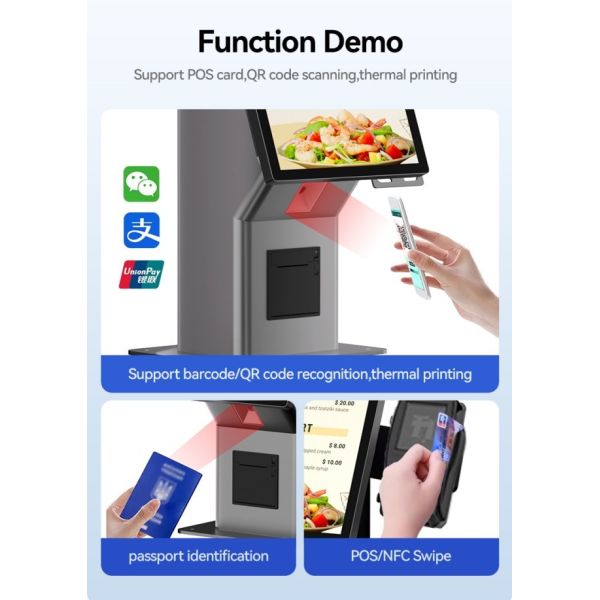 21.5 Inch Android Mcdonalds Kiosk Ordering Machine Self Ordering Kiosk With Kiosk Pos System