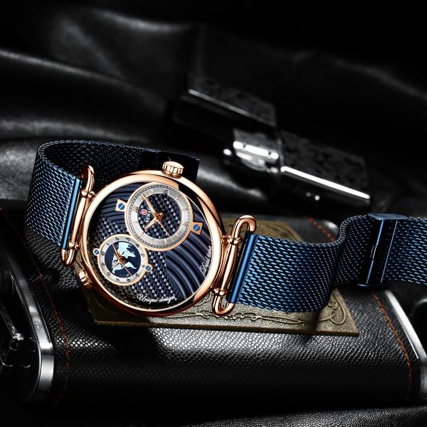 Chinese Two Movement Stainless Steel Caseback Watch , Mens Waterproof Watches Alloy Case