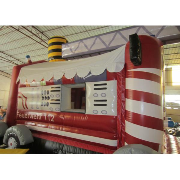 Firetruck Commercial Bounce House Quadruple Stitching  , Inflatable Jumping Castle 5 X 6m