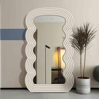 Miroir blanc ondulé de longueur complète 71x32 Miroir à voûte pour chambre et salon