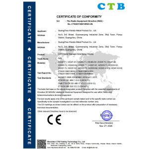 Guangzhou Wanda Metal Products Co., Ltd. Сертификации