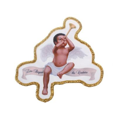 Durable Printed Iron On Patches Dye Sublimation With Embroidered Border