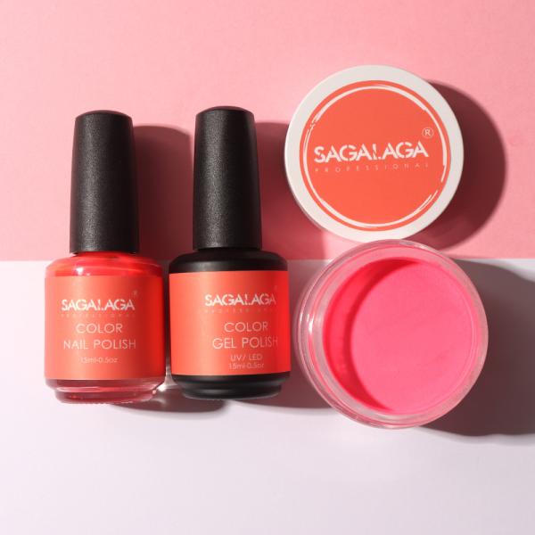 Professional Color Matching Soak Off Led Gel Polish and Nail Polish With High Pigment Dip Powder 3 in 1ombre Kit