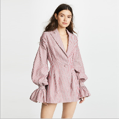 Стрипе рукави баллона в - платье блейзера шеи мини