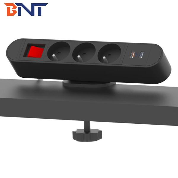 French power movable multimedia office clamp on desk edge socket with bracket