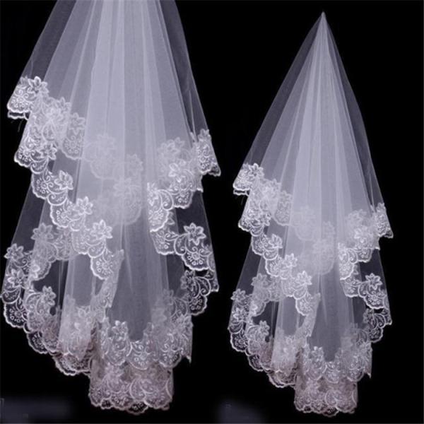 Embroidery Cord lace with Rhinstone  Ivory/White Bridal Veil  Wedding Accessories