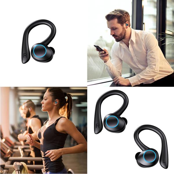 BT V5.30 TWS Stereo Gaming Headset Black Color Sport Ear Hook Earbuds