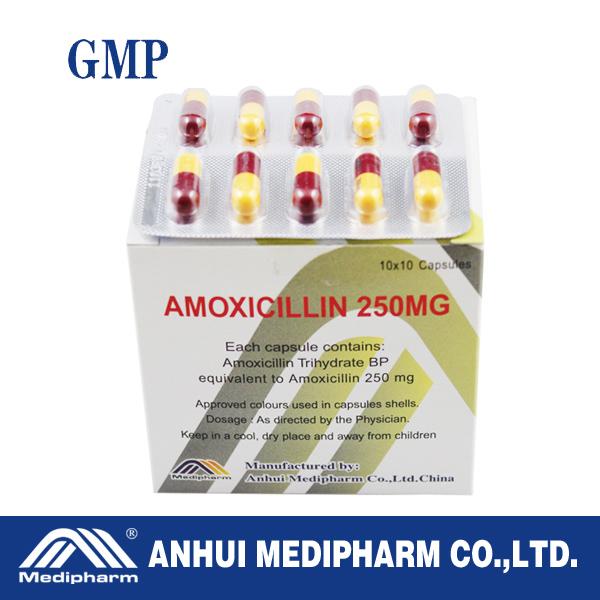 Amoxicillin Capsule 500mg, 10x10's/box,  GMP Medicine, BP/USP/CP Standrad