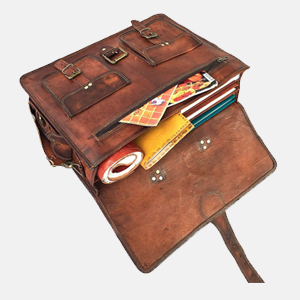 400g 14 Inch Vintage Handmade Leather Messenger Bag For Laptop Briefcase