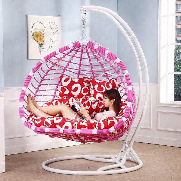 Outdoor Furniture Double Seats Swing Chair in Black PE Rattan for Comfortable Relaxation