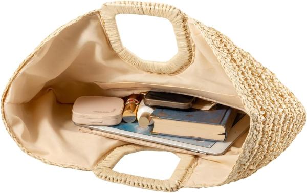 YYW HANDMADE TOTE BAG FOR WOMEN, HAND-WOVEN STRAW LARGE HOBO BAG FOR WOMEN ROUND HANDLE RING TOTO SUMMER BEACH BAG BEACH
