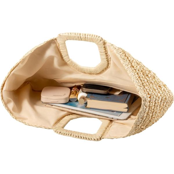 YYW HANDMADE TOTE BAG FOR WOMEN, HAND-WOVEN STRAW LARGE HOBO BAG FOR WOMEN ROUND HANDLE RING TOTO SUMMER BEACH BAG BEACH