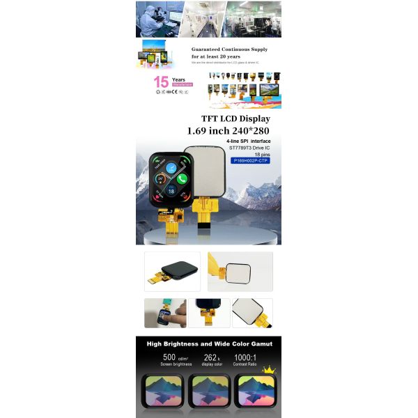 Polcd 1.69 Inch TFT Multi Capacitive Touch Screen 4 Line SPI 240x280 IPS Lcd