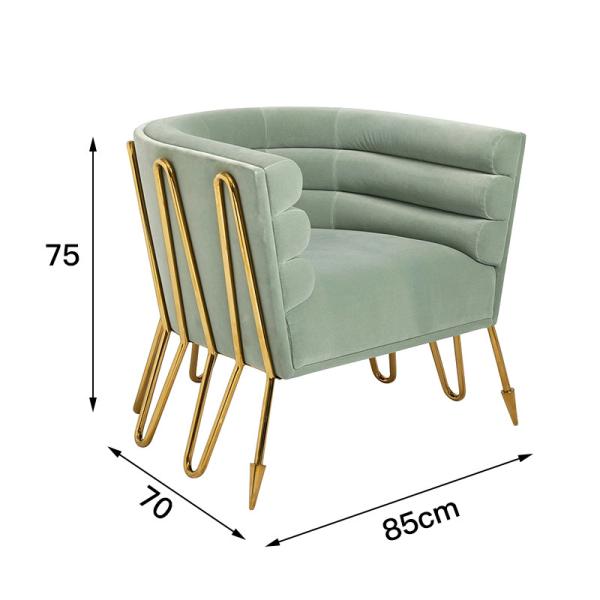 Customised Hotel Stainless Steel Single Sofa Chair With Optional Fabric And Metal Legs