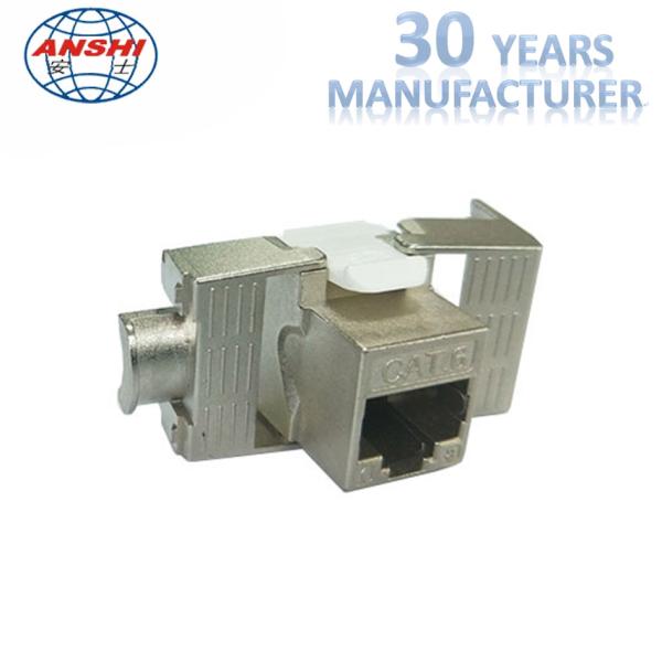 Shielded STP Zinc Alloy RJ45 Keystone Jack 180 Degree Toolless CAT7 CAT5E