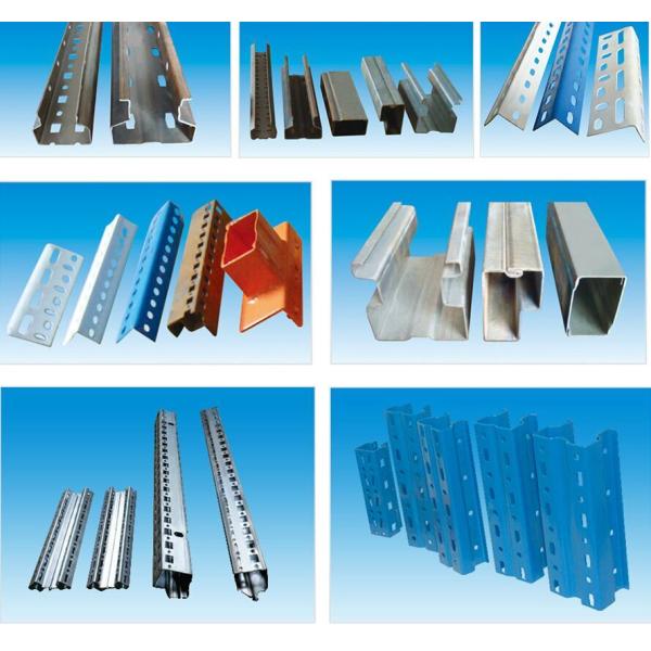 Blue Rack Roll Forming Machine , Upright Roll Forming Machine Controlled By PLC System