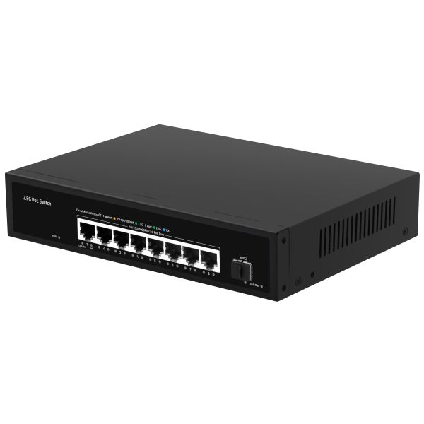 8-Port 2.5G PoE Switch With 10G SFP Uplink 100W Budget Unmanaged 220V Powered