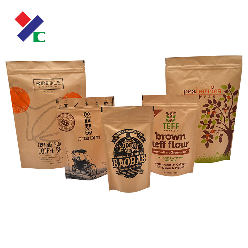 Сумки мешка 80g бумаги Kraft молнии PLA Biodegradable гибкие для упаковки еды