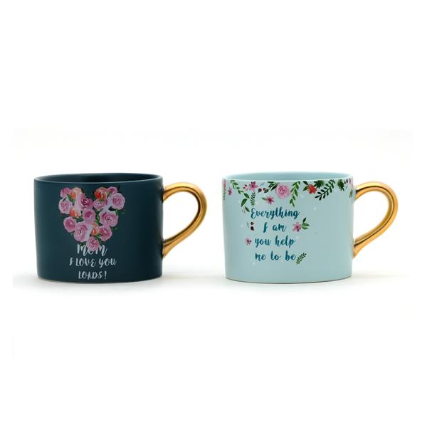 Jolie vaisselle pour la fête des mères élégante maman cadeau design tasse de café en céramique avec poignée en or