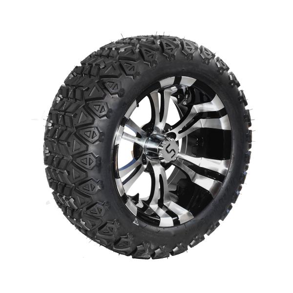 Machined Gloss Black 14 Inch Golf Cart Wheels And Tires 22x10-14 All Terrain DOT