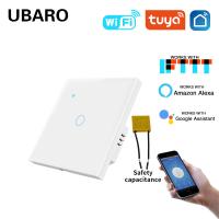 1 gang a besoin d'un condensateur Tuya WIFI interrupteur d'éclairage intelligent avec panneau en verre trempé et télécommande activée par la voix