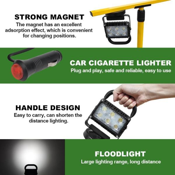 IP67 LED Work Light 18W Work Spot Lights 6000K With Handheld And Cigarette Lighter Plug