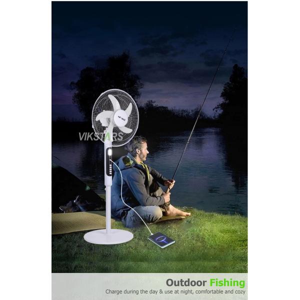 Ventilador de pie solar de 16 pulgadas con luz, ahorro de energía para acampada al aire libre y pesca