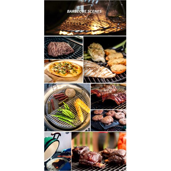 KIMSTONE Kamado-style Grill 21 Inch Black and White Floral Glaze Folding Side Shelves Durable and Reliable